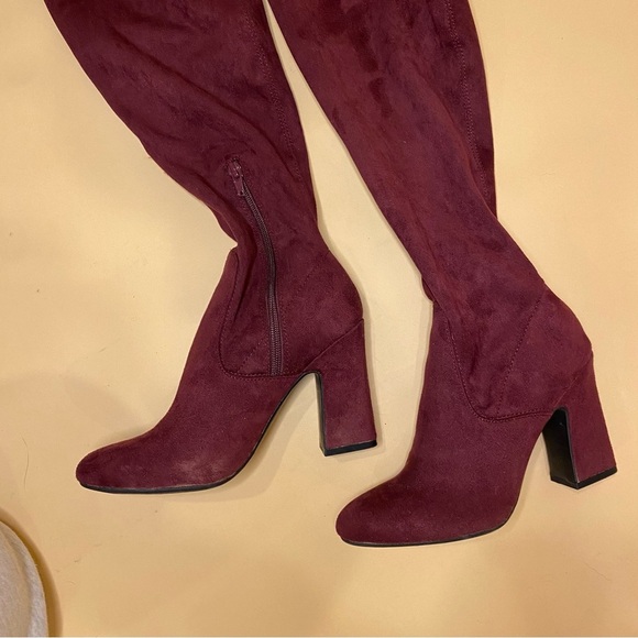 Unisa Burgundy Stilli Suede Over The Knee Boot Size 6 - Picture 9 of 12